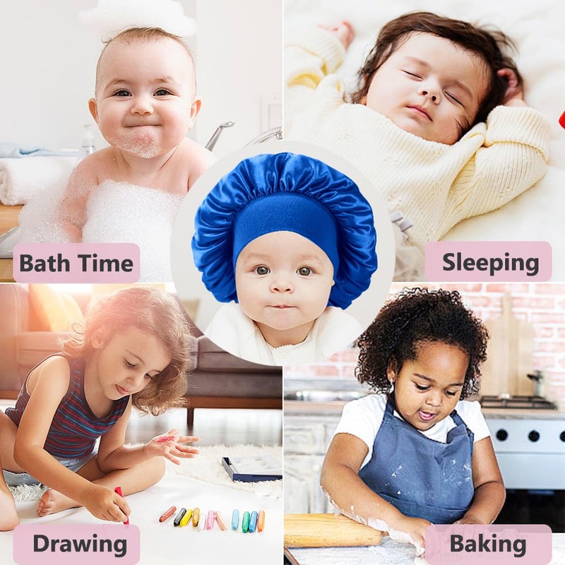 Himoswis 3 Pcs Baby Bonnets Infant Hair Sleep Cap for Sleeping for Girls,Boys (Black+Purple+Blue) - Image 3